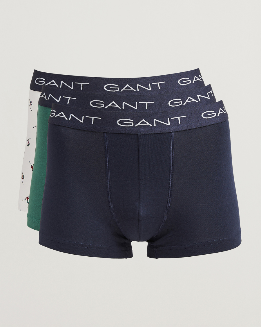 Hombres | Ropa interior y calcetines | GANT | 3-Pack Trunk Boxer Black/White/Green