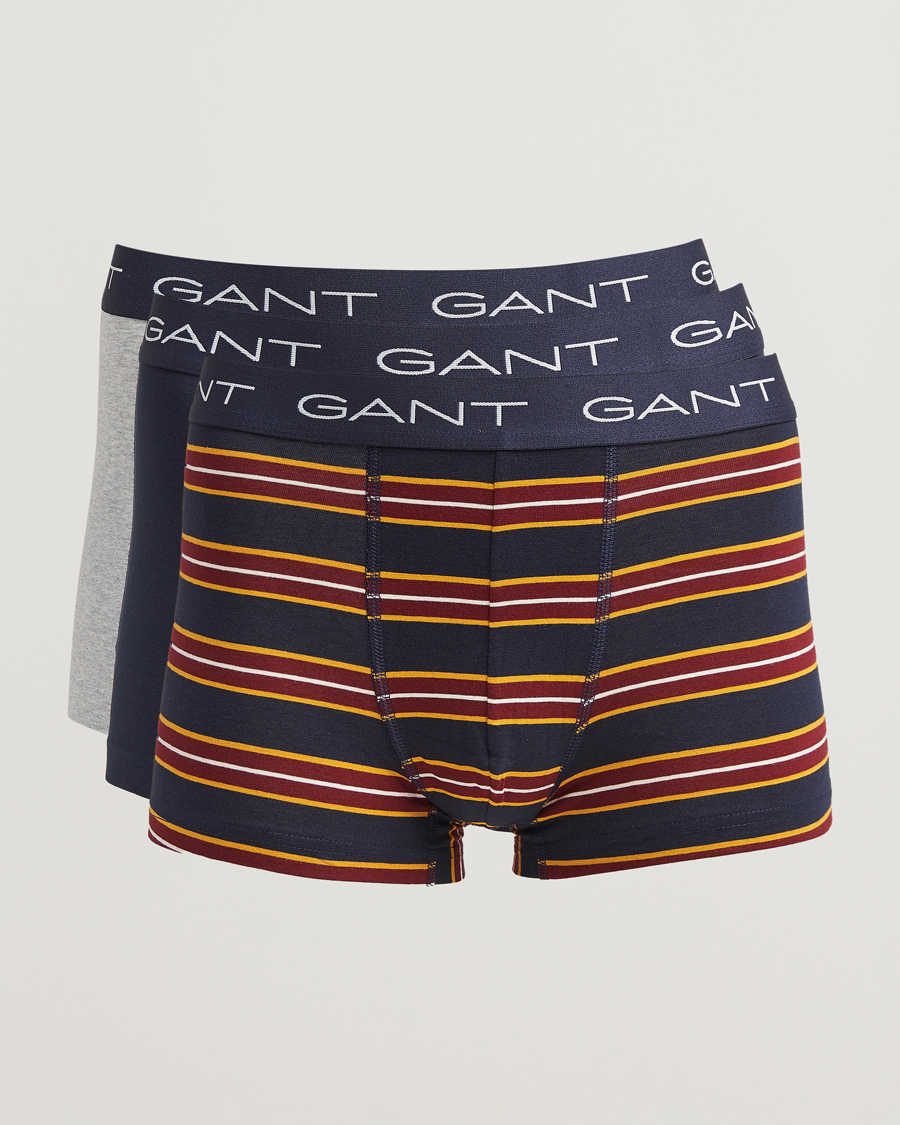 Hombres | Ropa interior y calcetines | GANT | 3-Pack Trunk Boxer Blue/Navy/Grey