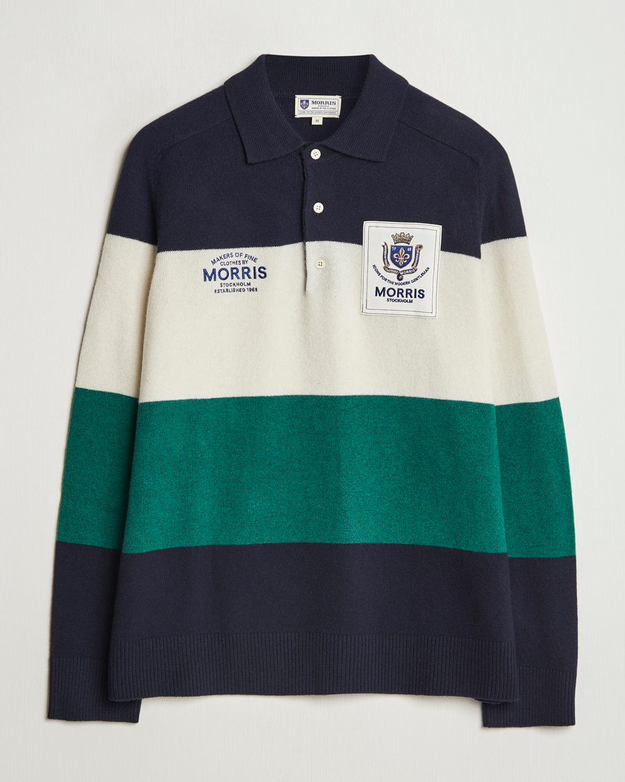 Hombres | Jerséis y prendas de punto | Morris | Frank Knitted Rugger Old Blue