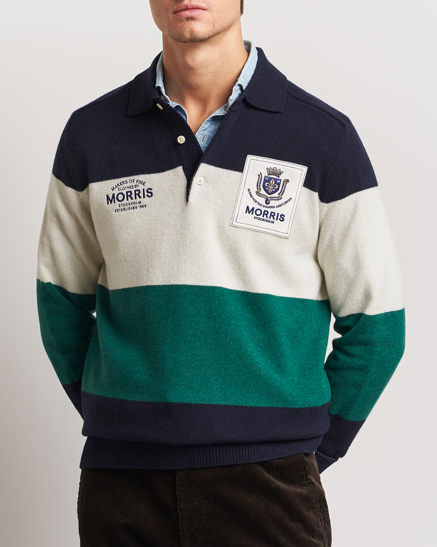 Hombres | Jerséis y prendas de punto | Morris | Frank Knitted Rugger Old Blue
