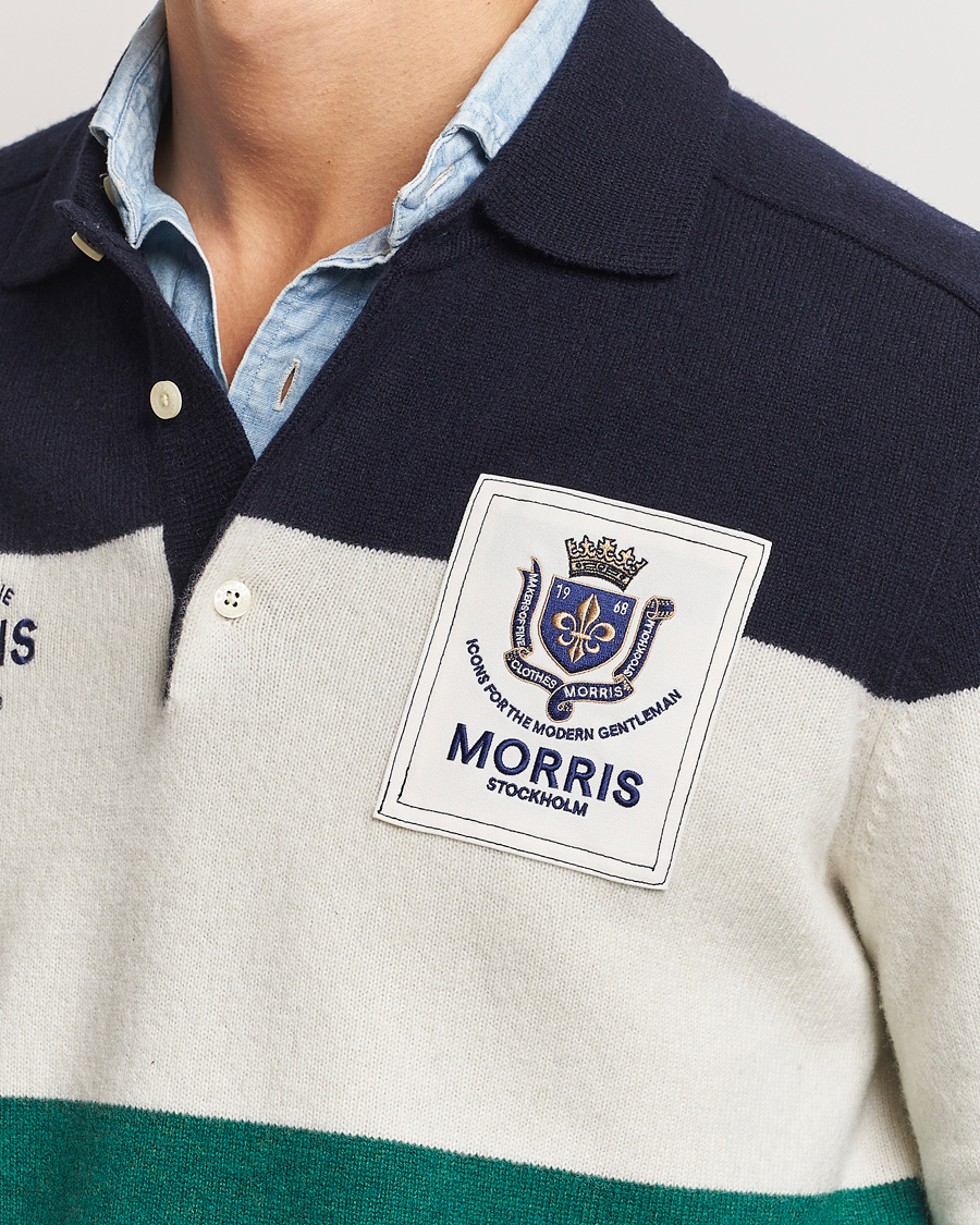 Hombres | Jerséis y prendas de punto | Morris | Frank Knitted Rugger Old Blue