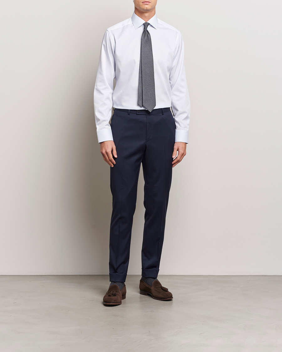 Hombres | Camisas | Eton | Slim Fit Twill Hairline Stripe Shirt Blue/White