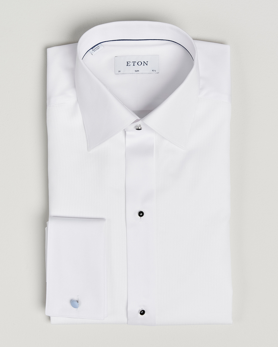 Hombres | Camisas | Eton | Slim Fit Plissé Tuxedo Shirt White