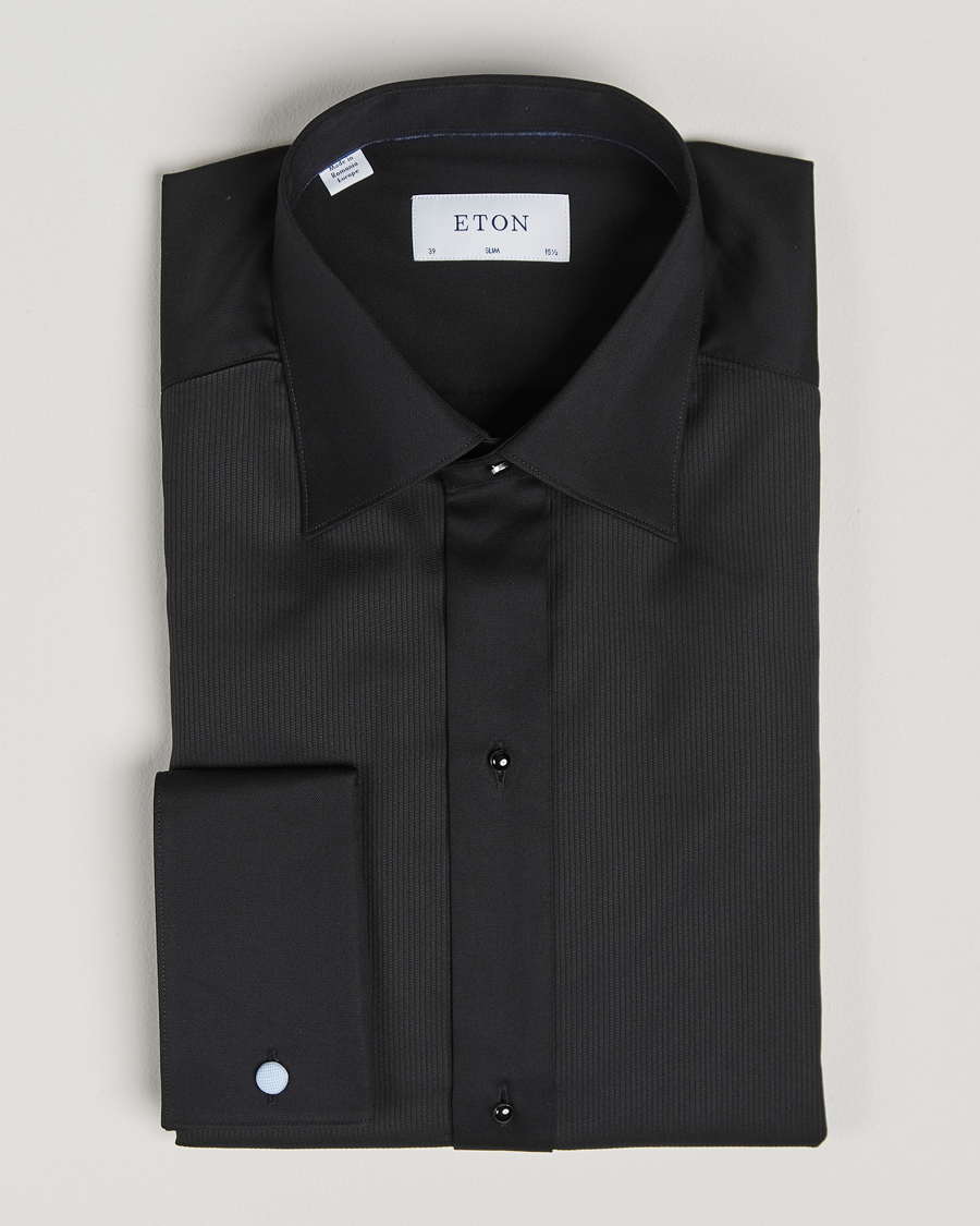 Hombres | Camisas | Eton | Slim Fit Plissé Tuxedo Shirt Black