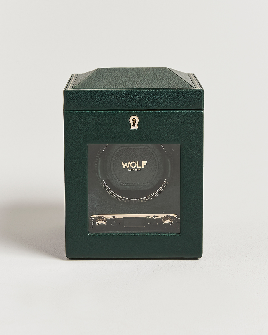 Hombres | Cajas para relojes y joyas | WOLF | British Racing Single Watch Winder With Cover Green