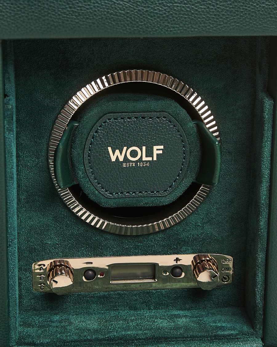 Hombres | Cajas para relojes y joyas | WOLF | British Racing Single Watch Winder With Cover Green