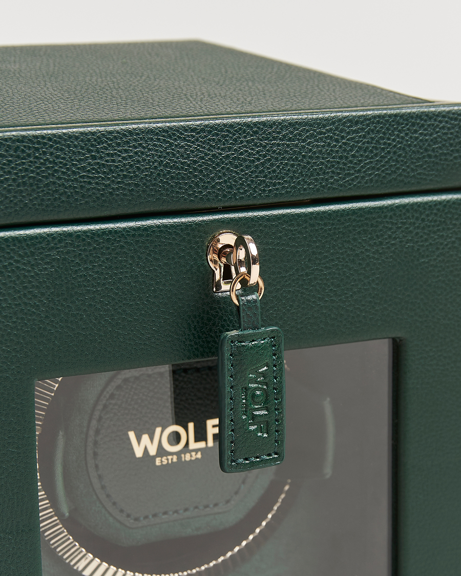 Hombres | Cajas para relojes y joyas | WOLF | British Racing Single Watch Winder With Cover Green