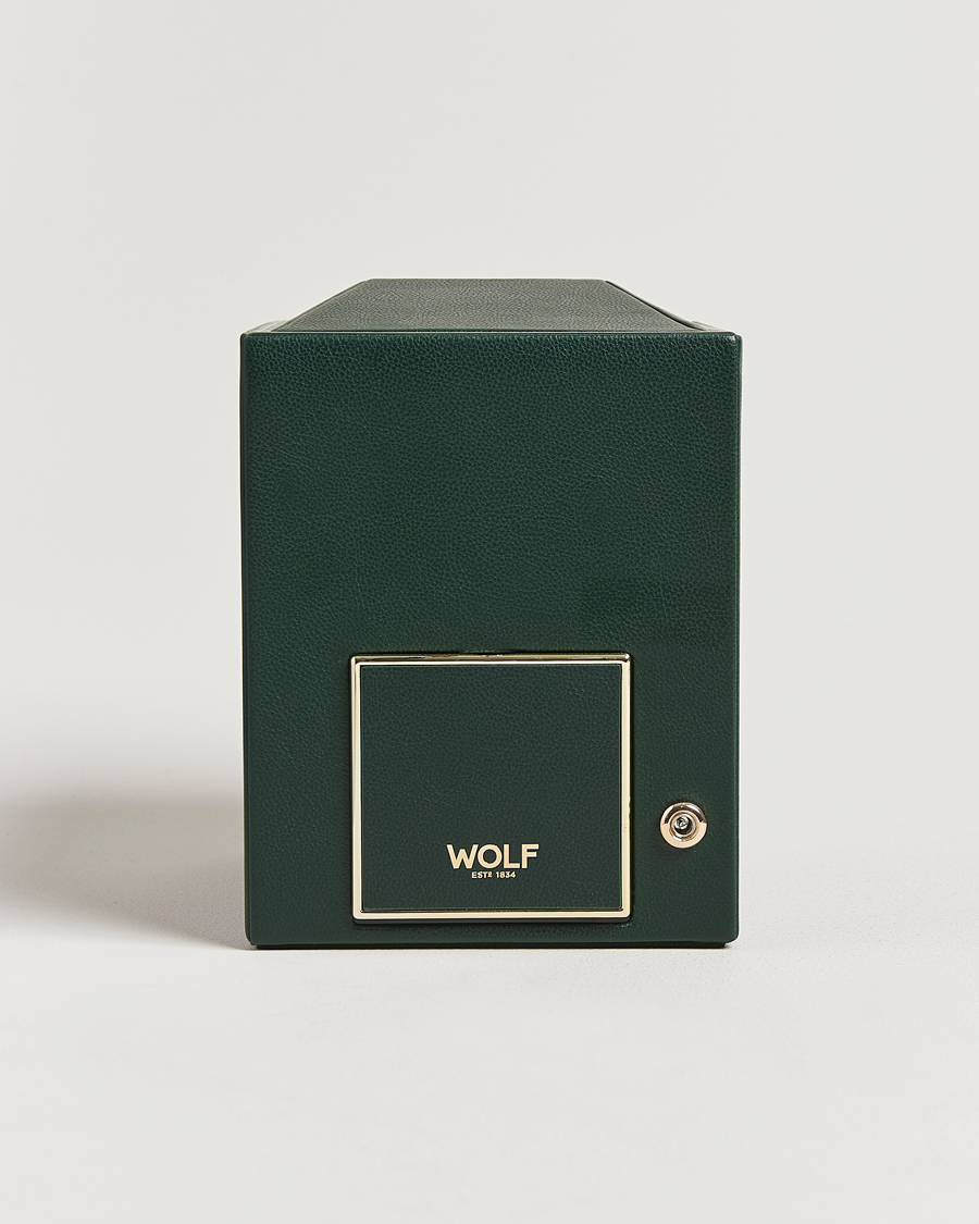 Hombres | Cajas para relojes y joyas | WOLF | British Racing Single Watch Winder With Cover Green