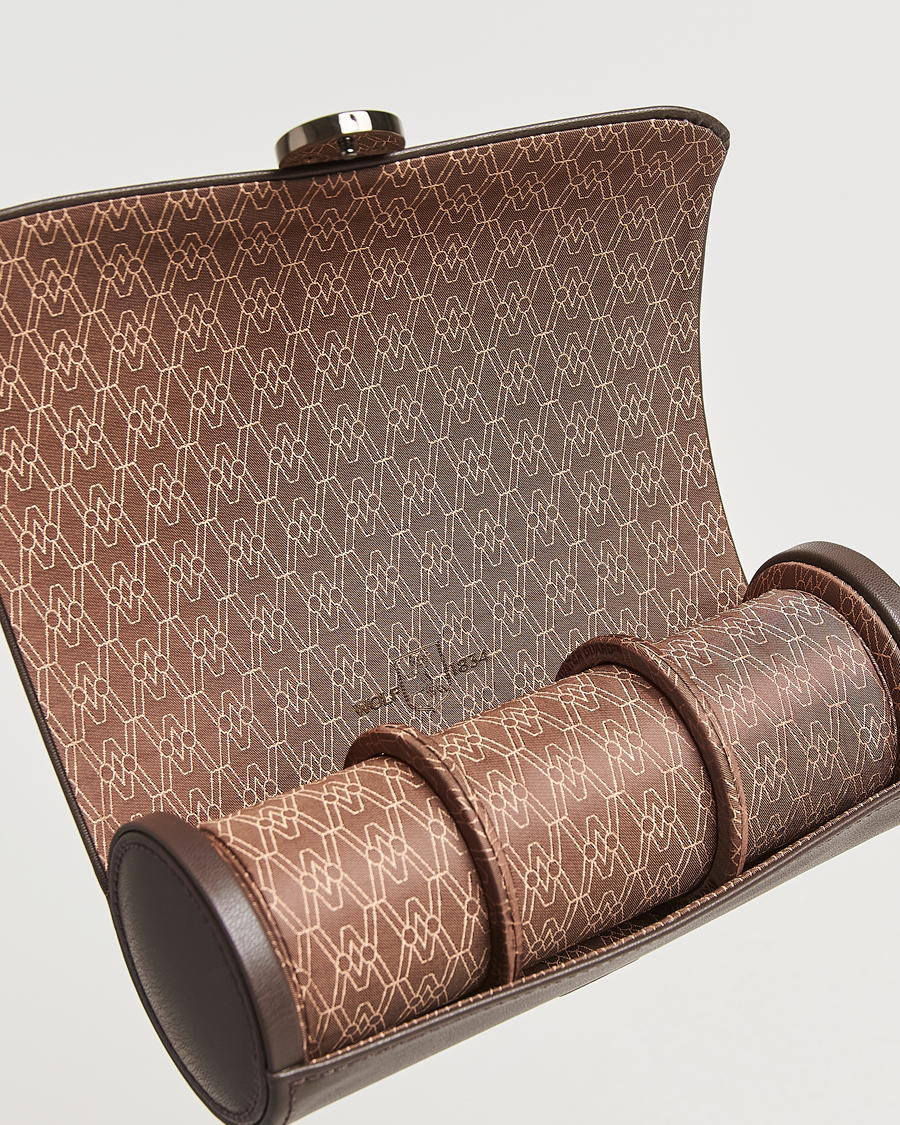 Hombres | Cajas para relojes y joyas | WOLF | Triple Watch Roll Earth Coffee
