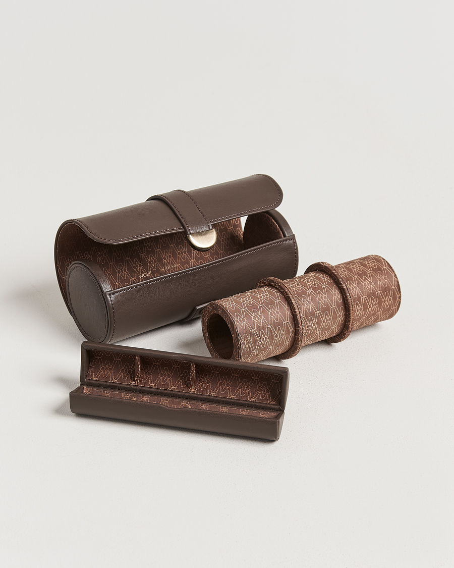 Hombres | Cajas para relojes y joyas | WOLF | Triple Watch Roll Earth Coffee