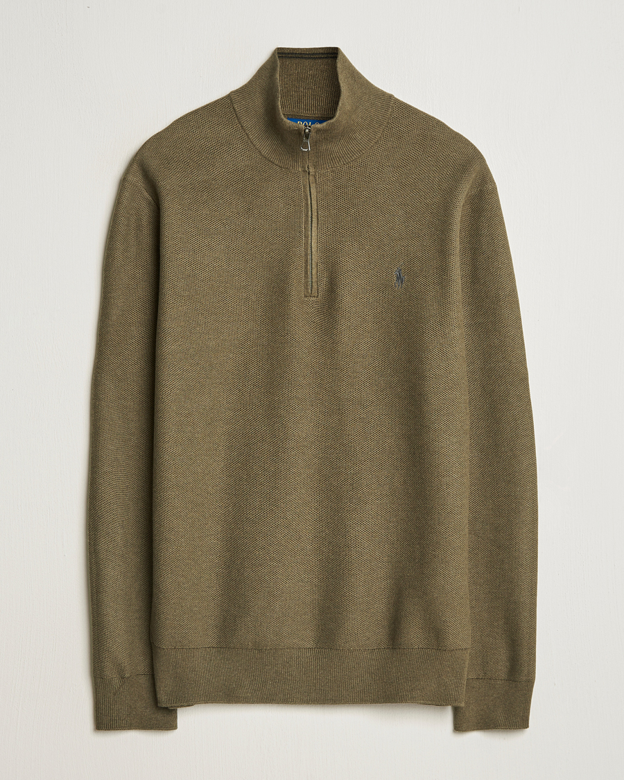 Hombres | Jerséis y prendas de punto | Polo Ralph Lauren | Textured Half-Zip Cargo Olive Heahter