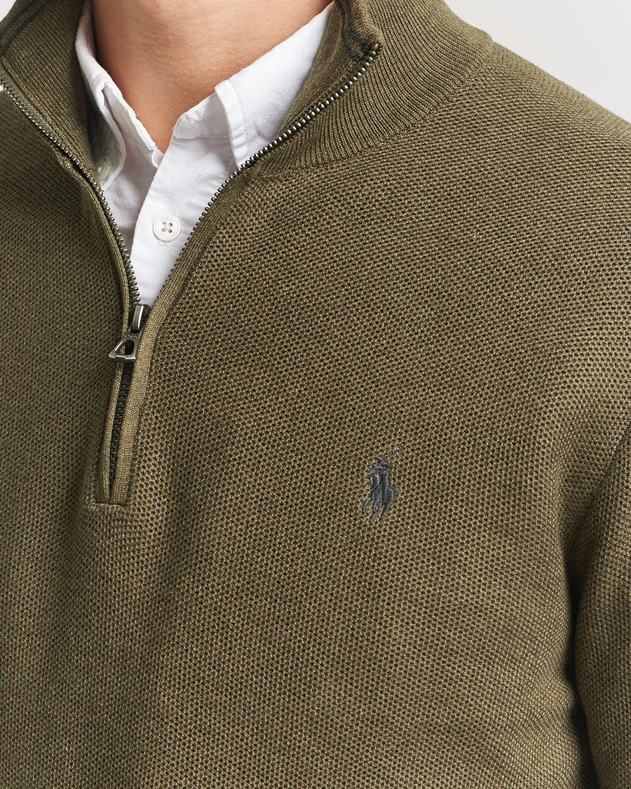 Hombres | Jerséis y prendas de punto | Polo Ralph Lauren | Textured Half-Zip Cargo Olive Heahter