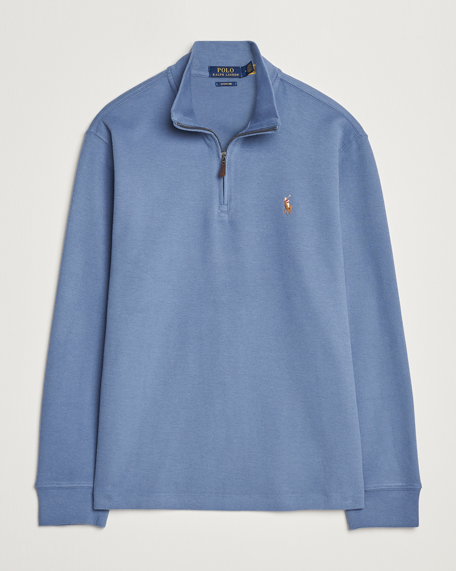 Hombres | Jerséis y prendas de punto | Polo Ralph Lauren | Double Knit Jaquard Half Zip Sweater Capri Blue