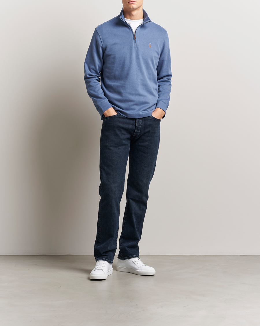 Hombres | Jerséis y prendas de punto | Polo Ralph Lauren | Double Knit Jaquard Half Zip Sweater Capri Blue