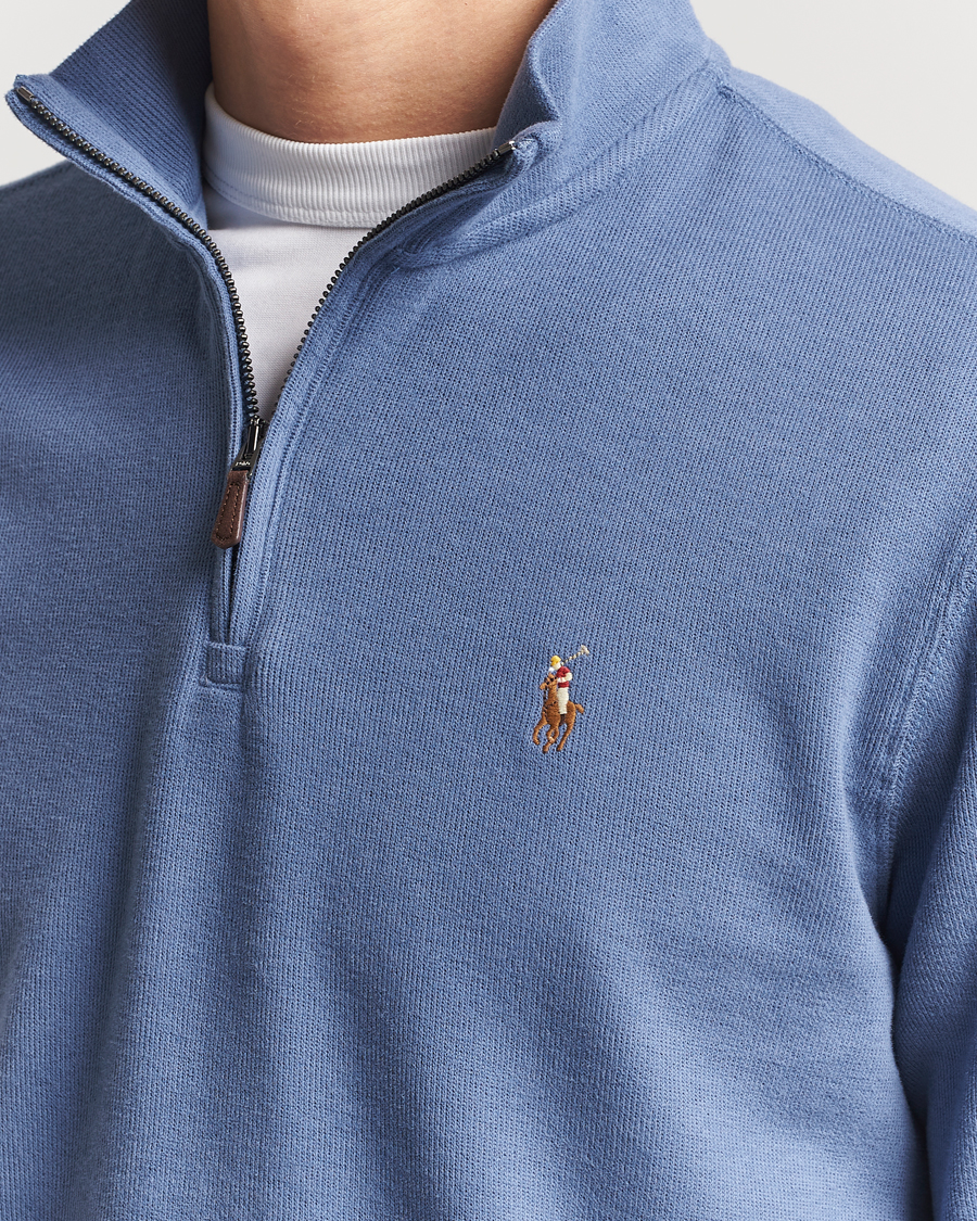 Hombres | Jerséis y prendas de punto | Polo Ralph Lauren | Double Knit Jaquard Half Zip Sweater Capri Blue