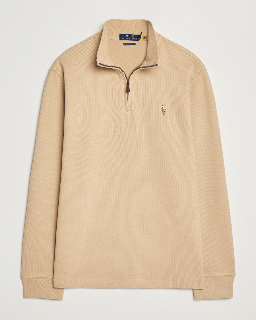 Hombres | Jerséis y prendas de punto | Polo Ralph Lauren | Double Knit Jaquard Half Zip Sweater Coastal Beige