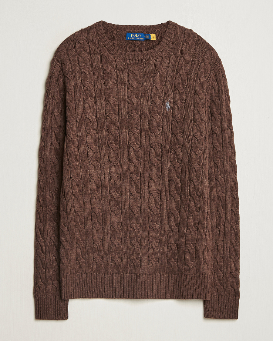Hombres | Jerséis y prendas de punto | Polo Ralph Lauren | Cotton Cable Pullover Dark Roast Melange