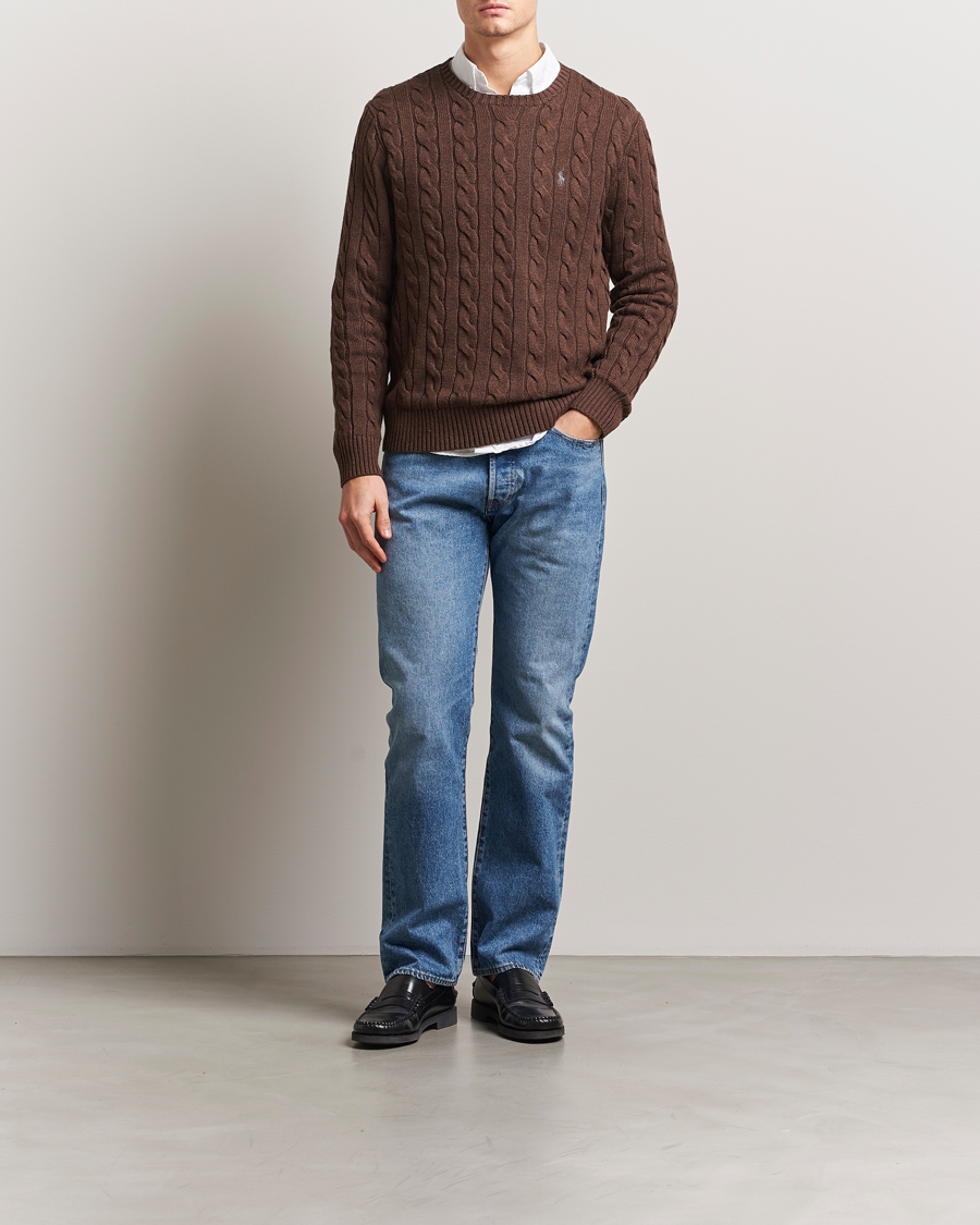 Hombres | Jerséis y prendas de punto | Polo Ralph Lauren | Cotton Cable Pullover Dark Roast Melange