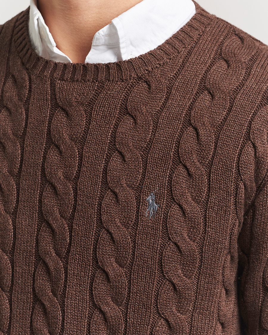Hombres | Jerséis y prendas de punto | Polo Ralph Lauren | Cotton Cable Pullover Dark Roast Melange