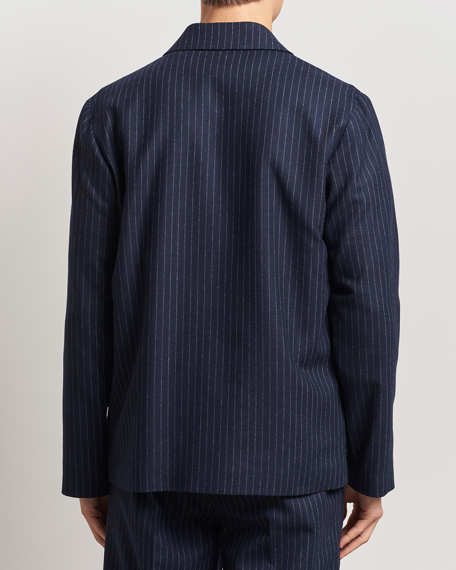 Hombres | Abrigos y chaquetas | A.P.C. | Wool Pinstriped Shirt Jacket Dark Navy