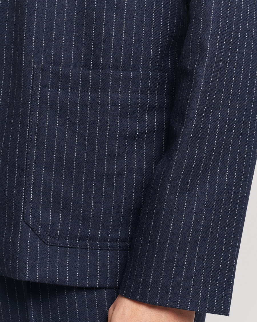 Hombres | Abrigos y chaquetas | A.P.C. | Wool Pinstriped Shirt Jacket Dark Navy