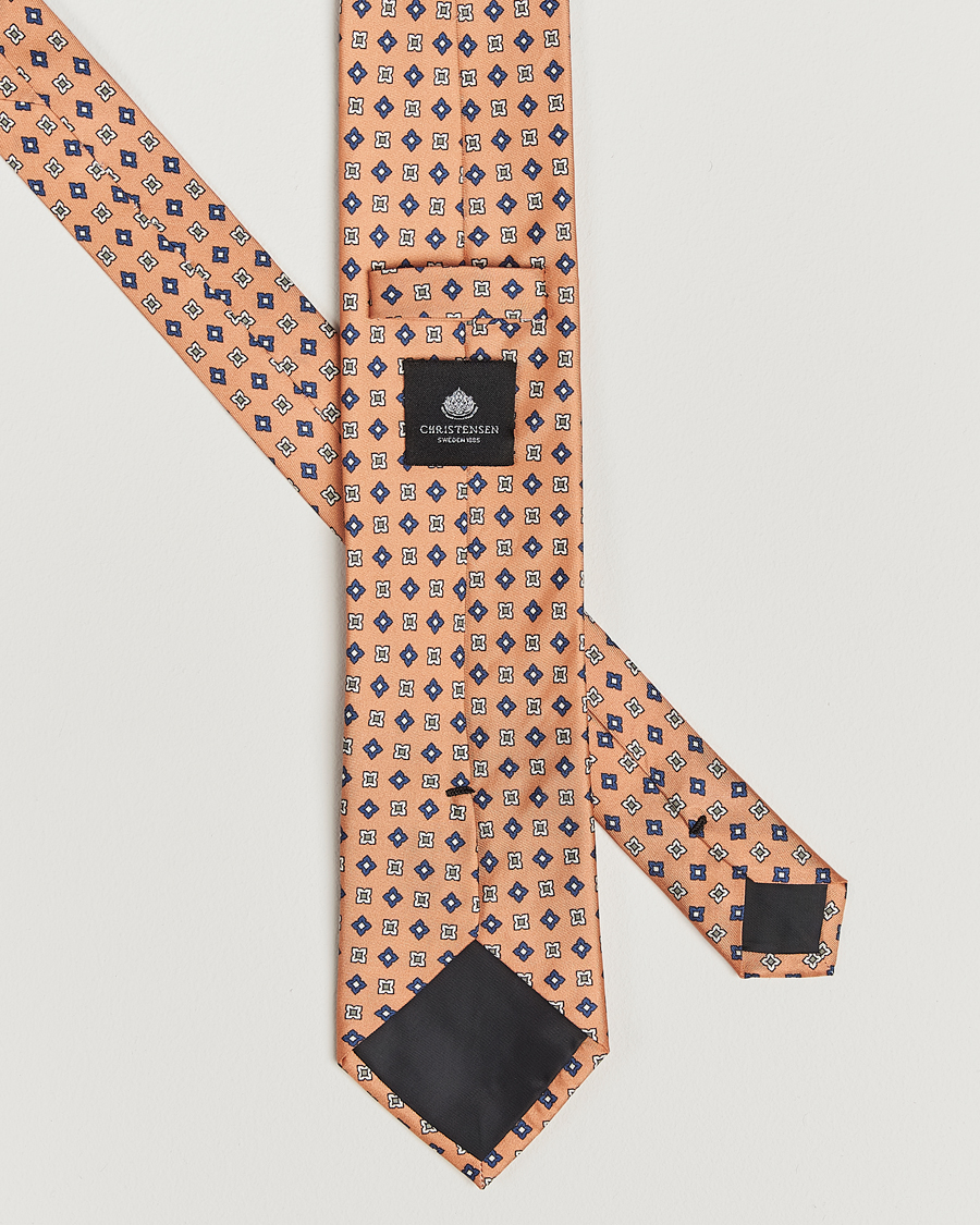 Hombres | Amanda Christensen Box Set Printed Silk 8cm Tie With Pocket Square Orange | Amanda Christensen | Box Set Printed Silk 8cm Tie With Pocket Square Orange