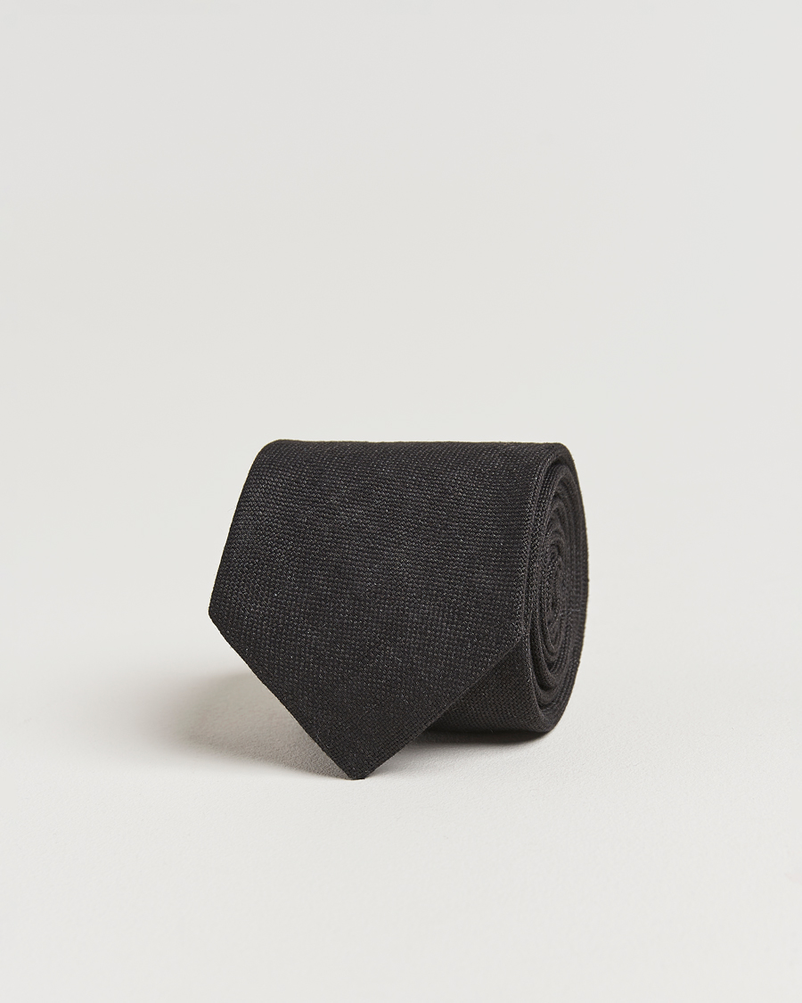 Hombres | Corbatas | Amanda Christensen | Amanda ChristensenHopsack Linen 8cm TieBlack