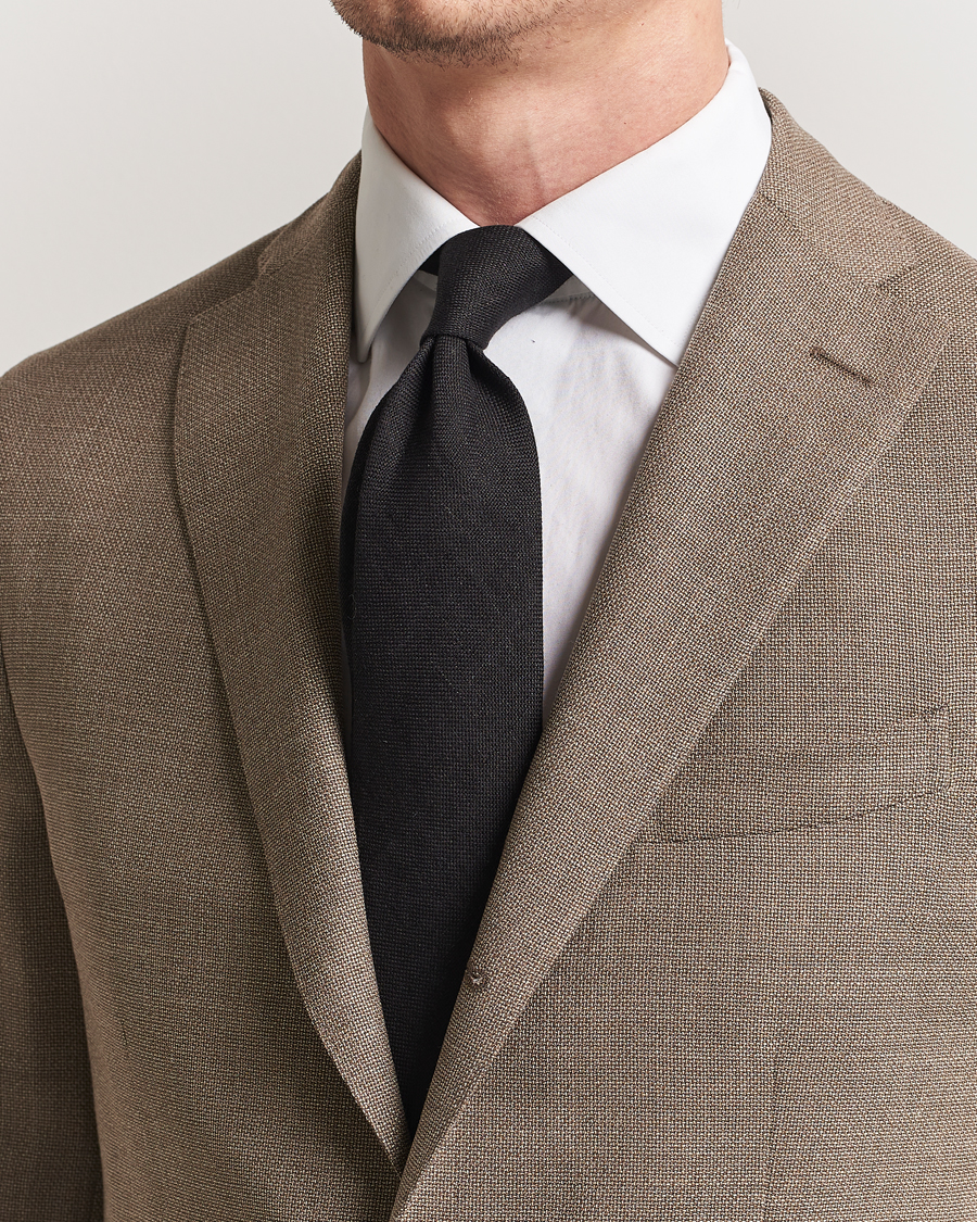 Hombres | Corbatas | Amanda Christensen | Amanda ChristensenHopsack Linen 8cm TieBlack