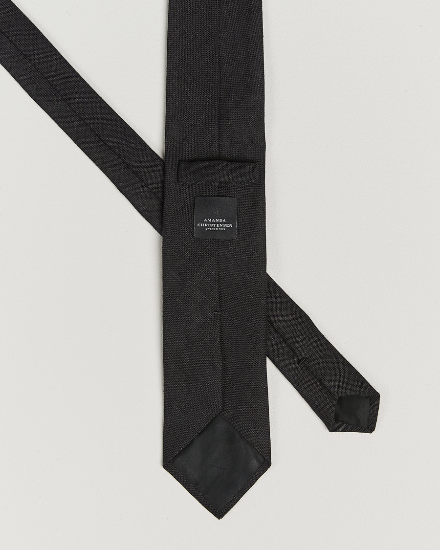 Hombres | Corbatas | Amanda Christensen | Amanda ChristensenHopsack Linen 8cm TieBlack