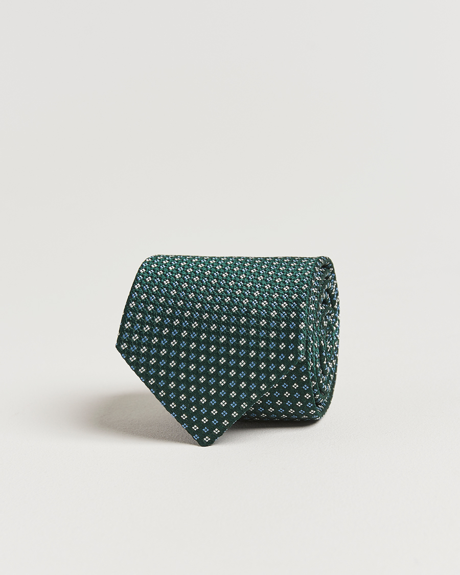 Hombres | Amanda Christensen Silk Printed Flower 8cm Tie Green | Amanda Christensen | Silk Printed Flower 8cm Tie Green