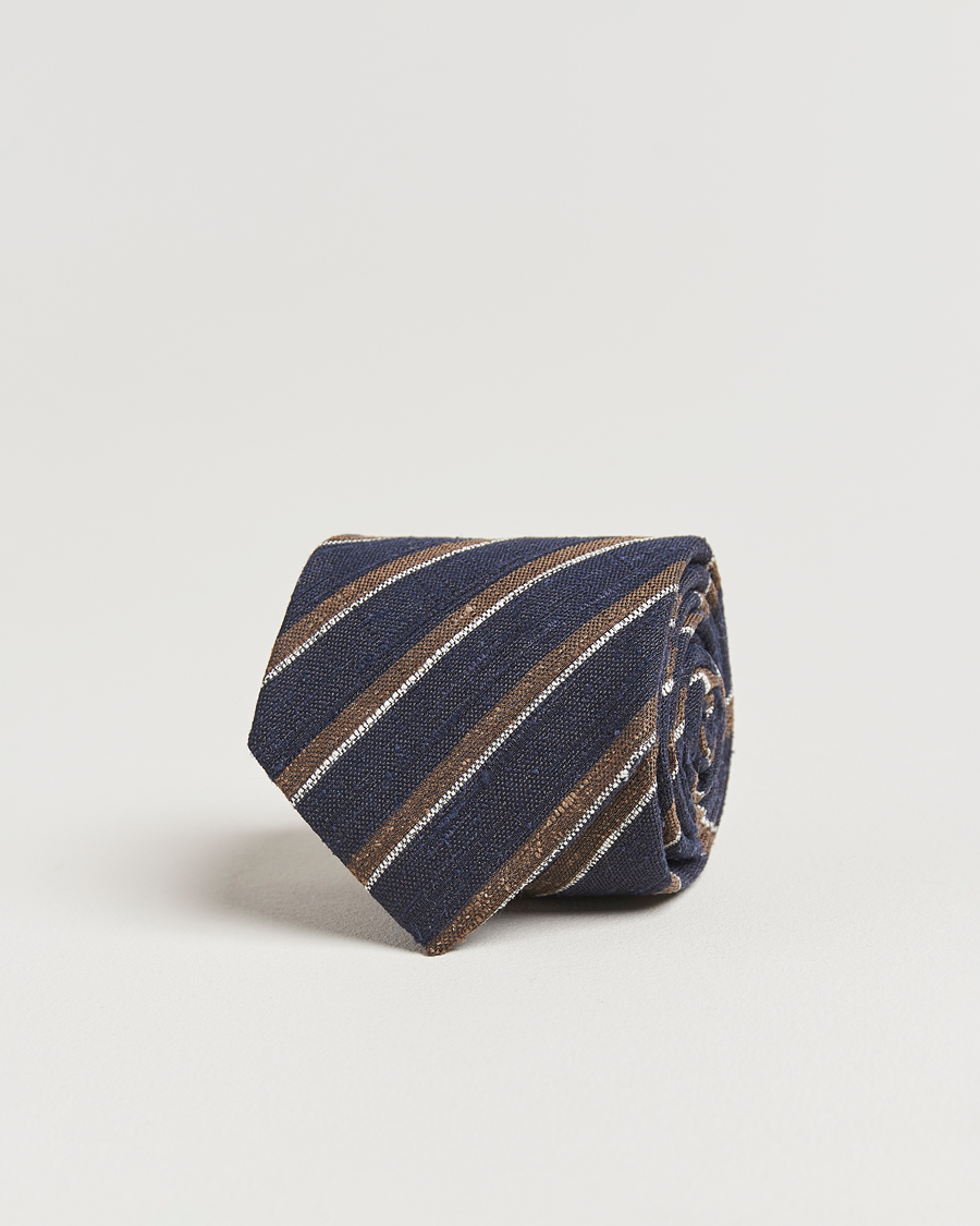 Hombres | Amanda Christensen Silk Shantung Striped 8cm Tie Navy | Amanda Christensen | Silk Shantung Striped 8cm Tie Navy