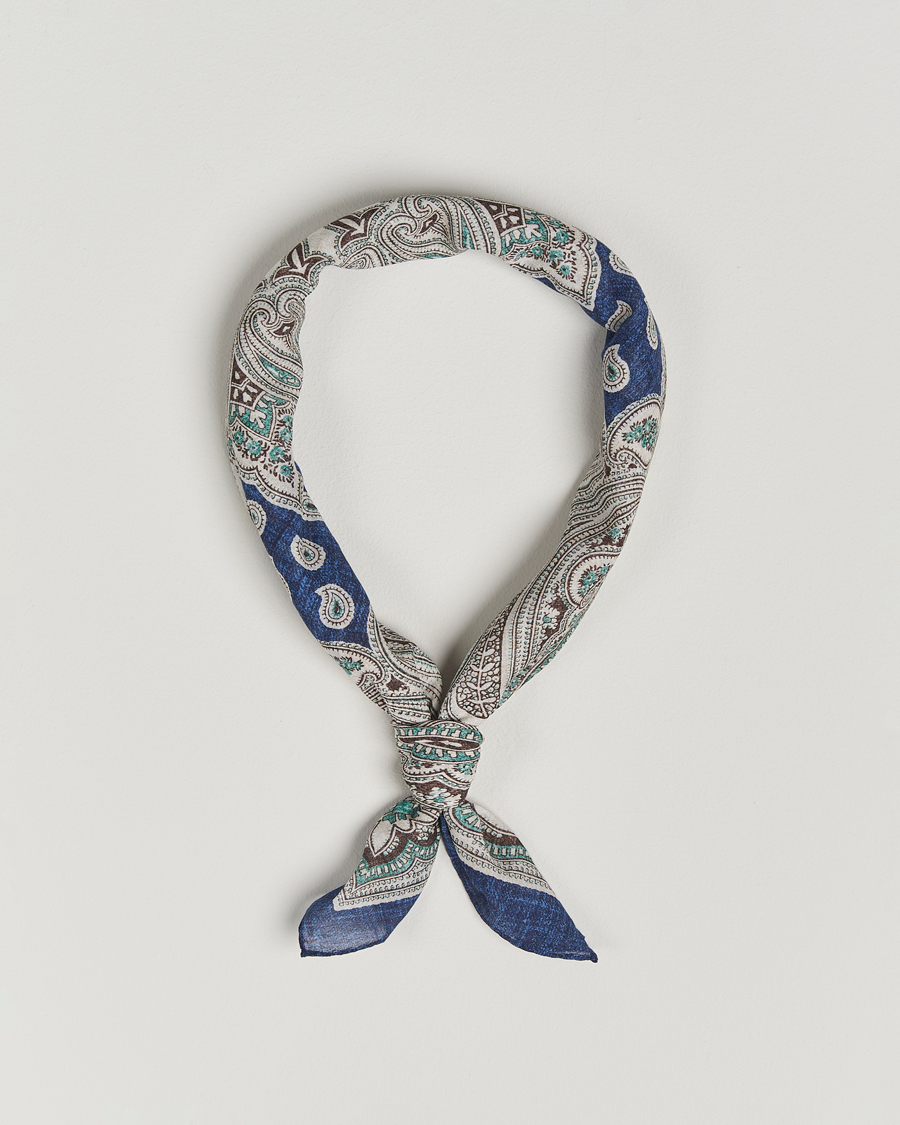 Hombres | Amanda Christensen Cotton Voilé Printed Paisley Bandana Navy | Amanda Christensen | Cotton Voilé Printed Paisley Bandana Navy