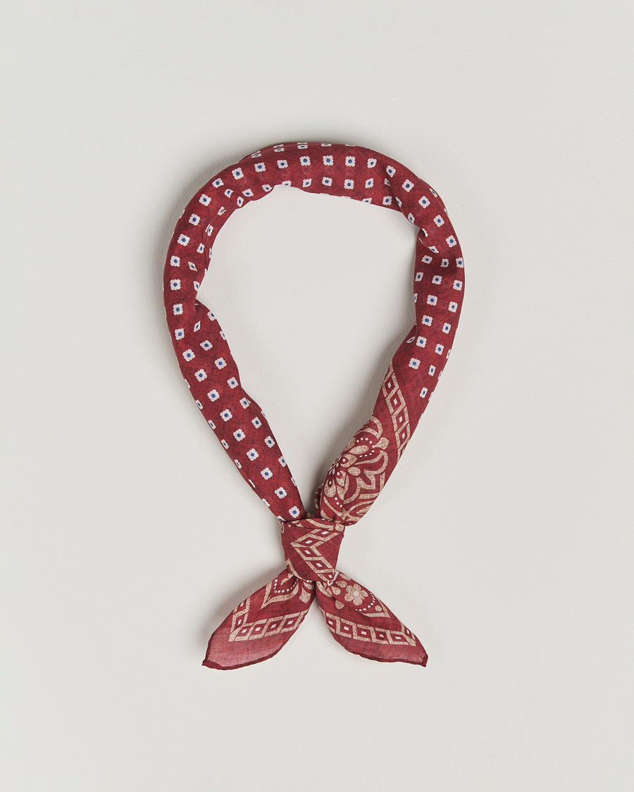 Hombres | Amanda Christensen Cotton Voilé Printed Flower Bandana Bordeaux | Amanda Christensen | Cotton Voilé Printed Flower Bandana Bordeaux