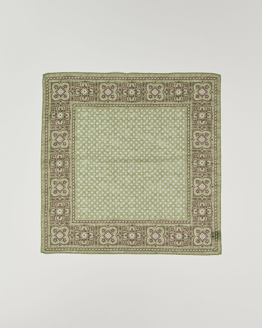 Hombres | Amanda Christensen Cotton Voilé Printed Flower Bandana Green | Amanda Christensen | Cotton Voilé Printed Flower Bandana Green