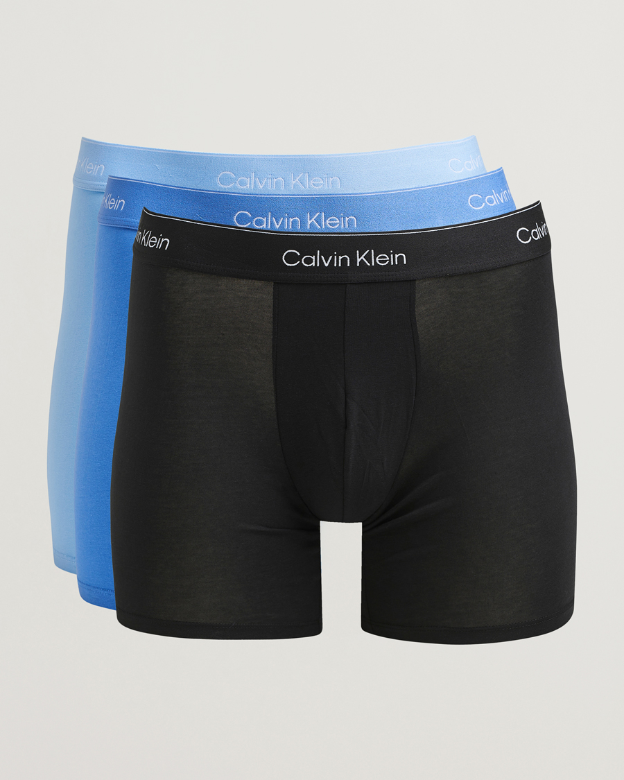 Hombres | Ropa interior y calcetines | Calvin Klein | 3-Pack Icon Cotton Stretch Boxer Brief Black/Blue/Light Blue