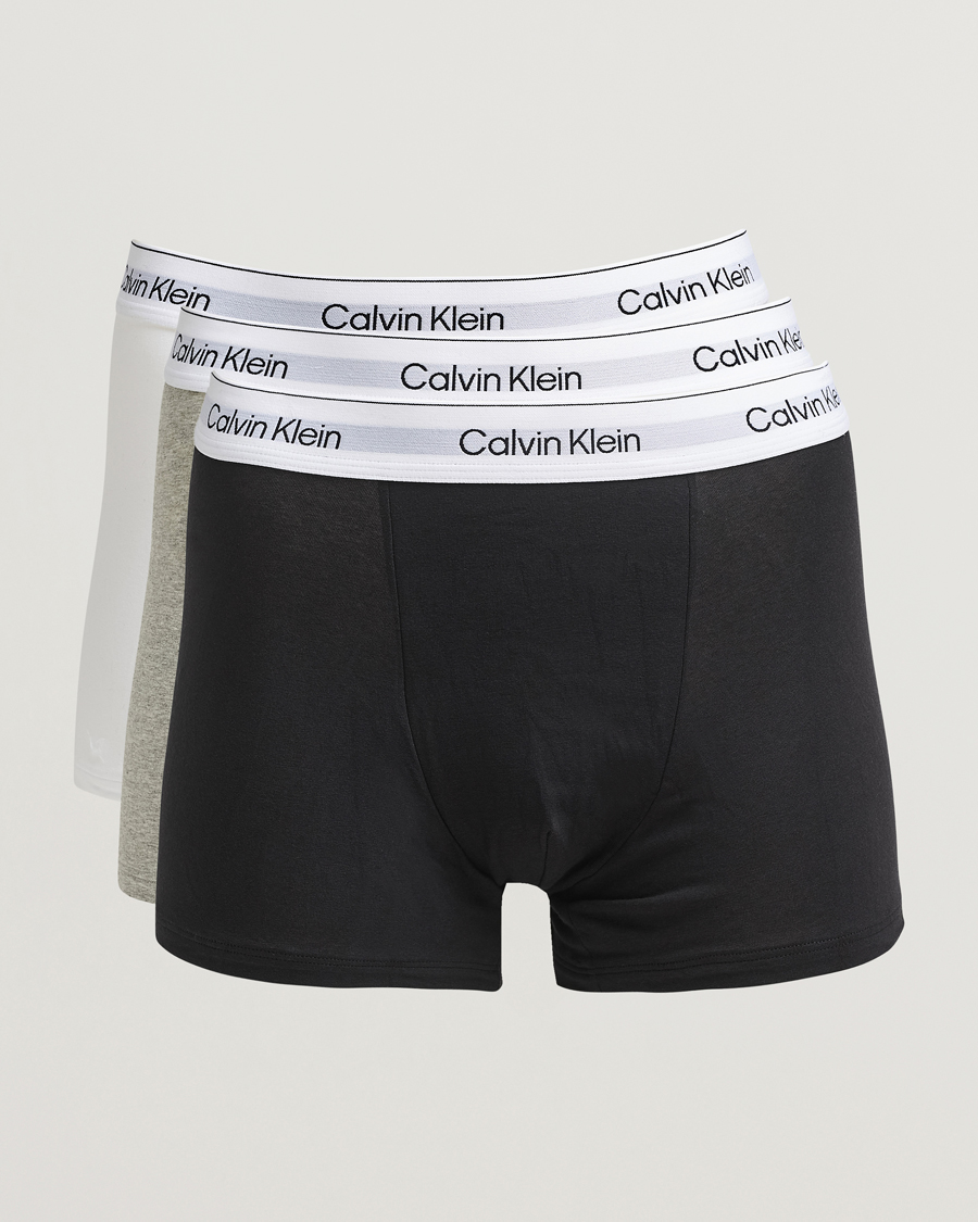 Hombres | Ropa interior y calcetines | Calvin Klein | 3-Pack Icon Cotton Stretch Relaxed Trunk Black/White/Grey