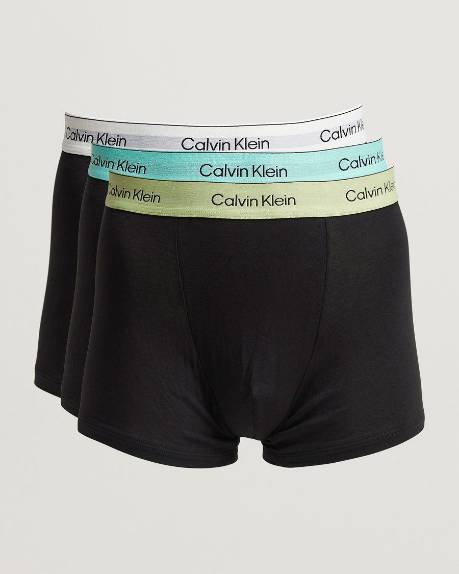 Hombres | Ropa interior y calcetines | Calvin Klein | 3-Pack Icon Cotton Stretch Relaxed Trunk White/Aqua/Green