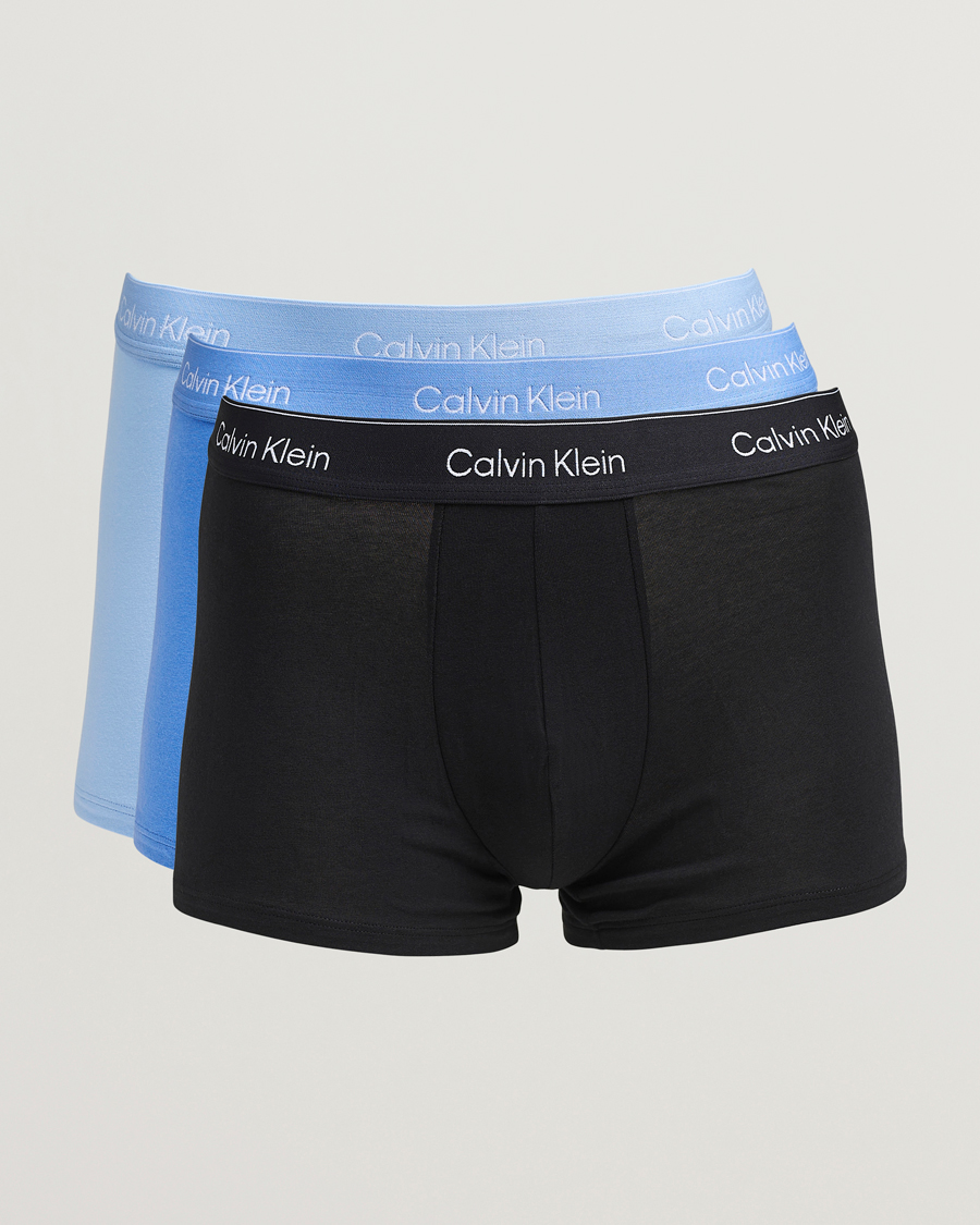 Hombres | Ropa interior y calcetines | Calvin Klein | 3-Pack Icon Cotton Stretch Trunk Black/Blue/Green