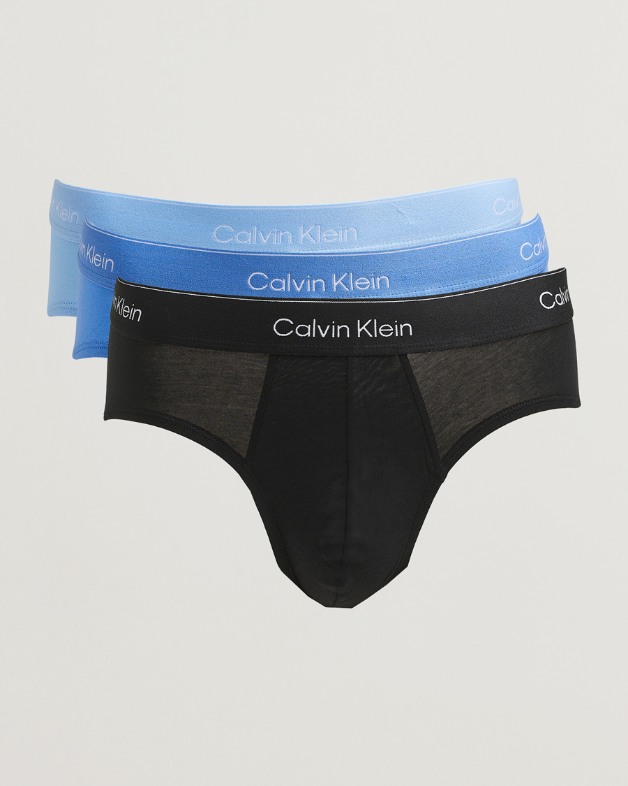 Hombres | Ropa interior y calcetines | Calvin Klein | 3-Pack Icon Cotton Stretch Hip Brief Black/Blue/Light Blue