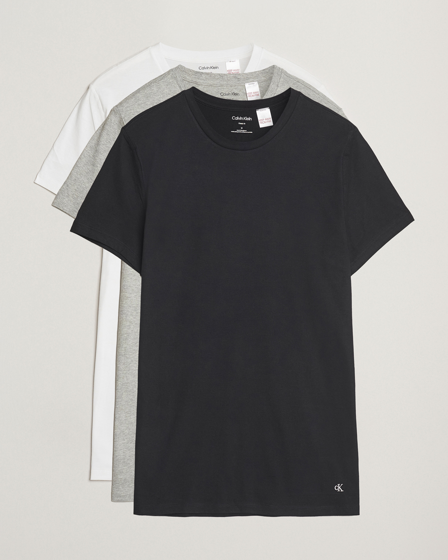 Hombres | Camisetas | Calvin Klein | 3-Pack Cotton Crew Neck T-Shirt White/Black/Grey