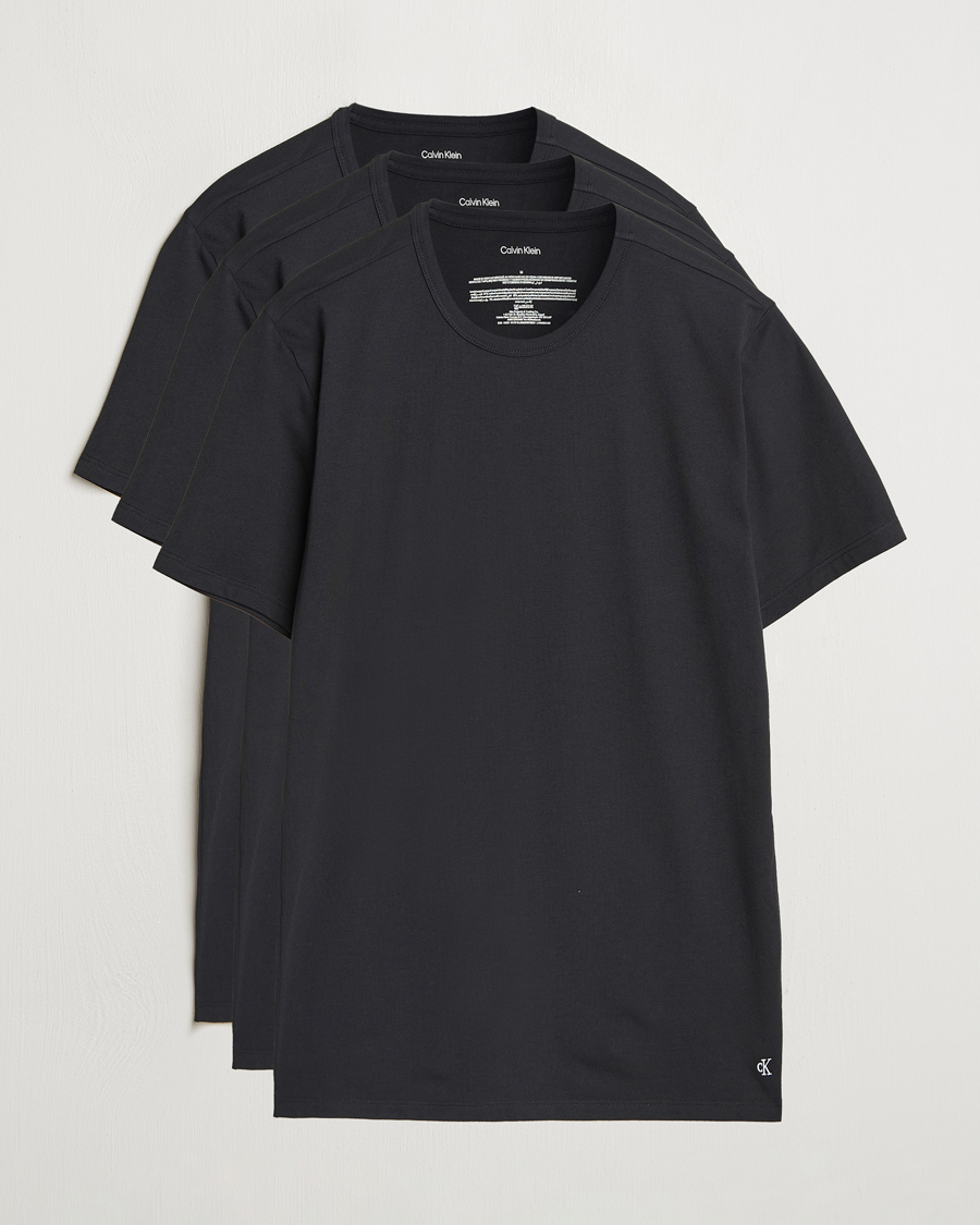 Hombres | Camisetas | Calvin Klein | 3-Pack Cotton Stretch Crew Neck T-Shirt Black