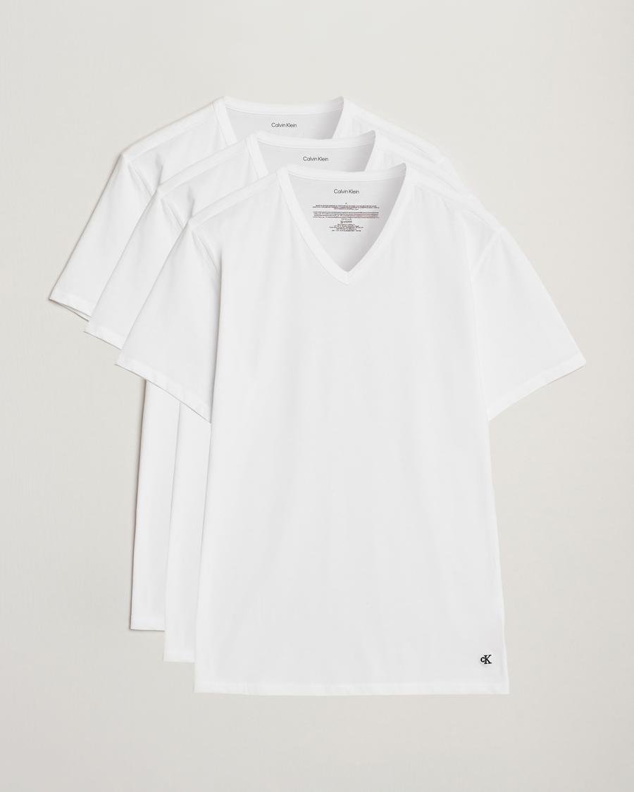 Hombres | Camisetas | Calvin Klein | 3-Pack Cotton Stretch V-Neck T-Shirt White