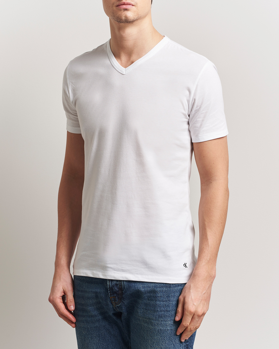 Hombres | Camisetas | Calvin Klein | 3-Pack Cotton Stretch V-Neck T-Shirt White