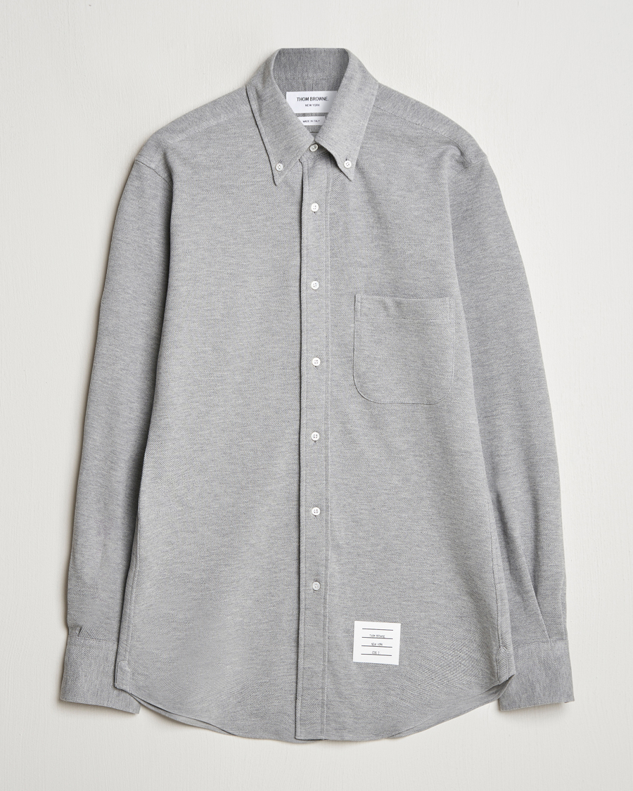 Hombres | Camisas | Thom Browne | Button Down Piquet Shirt Light Grey