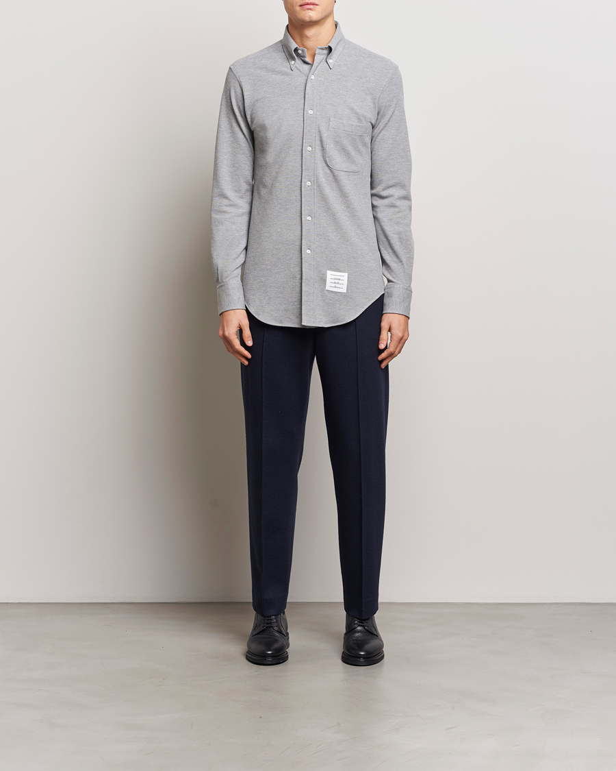 Hombres | Camisas | Thom Browne | Button Down Piquet Shirt Light Grey