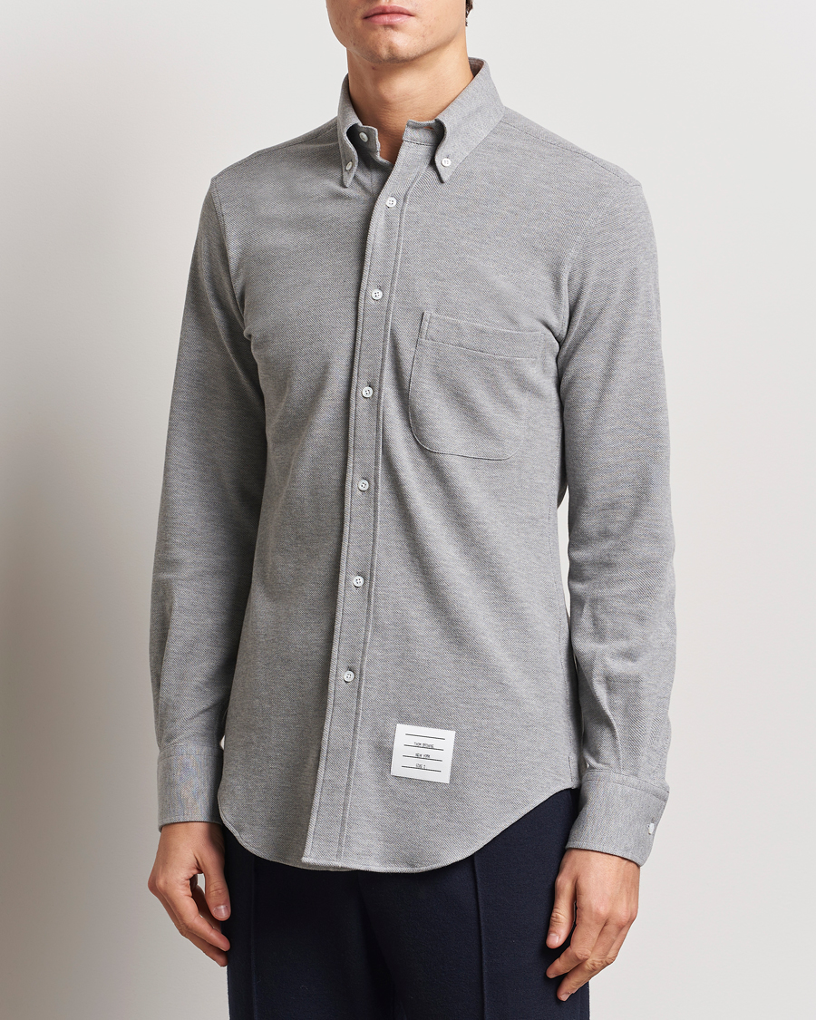 Hombres | Camisas | Thom Browne | Button Down Piquet Shirt Light Grey