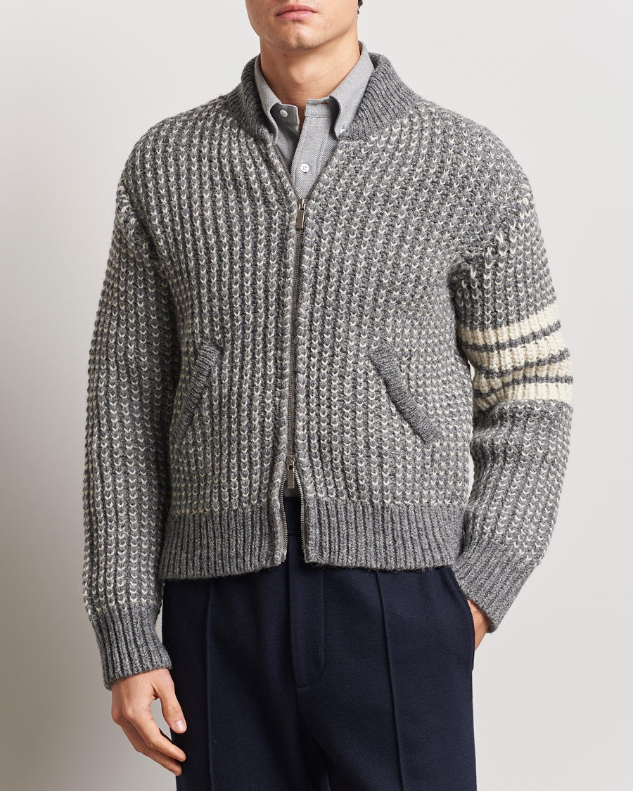 Hombres | Abrigos y chaquetas | Thom Browne | Irish Wool Bomber Jacket Medium Grey