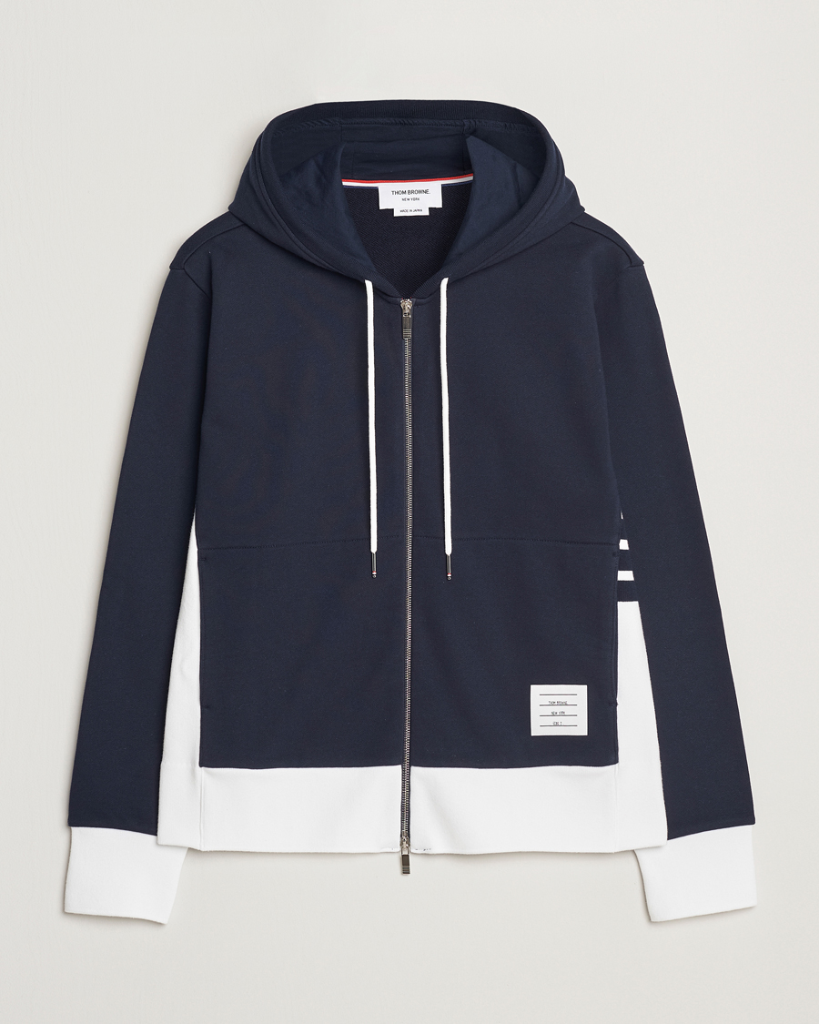Hombres | Jerséis y prendas de punto | Thom Browne | Color Block Zip Hoodie Navy