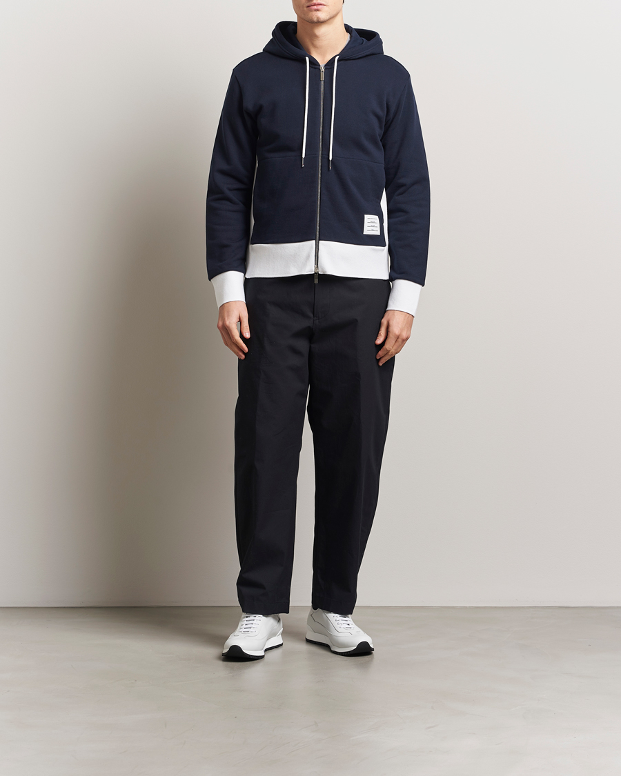 Hombres | Jerséis y prendas de punto | Thom Browne | Color Block Zip Hoodie Navy