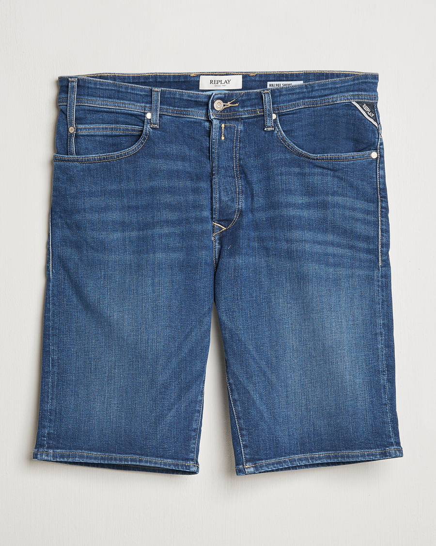 Hombres | Pantalones cortos | Replay | RBJ981 Stretch Denim Shorts Dark Blue